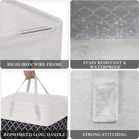Available in 2 colors: see photo. Material: Large striped cotton and linen laundry basket, foldable storage bag.