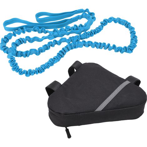 Corde de remorquage élastique pour vélo, sangle de traction pour remorque VTT, idéale pour les balades en famille en extérieur (ensemble bleu). (1/5)