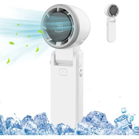 Mini Ventilateur Portable à Main Turbo Réglable en Vitesse Batterie Rechargeable Affichage LED pour Femmes Hommes Voyage Camping (1/5)