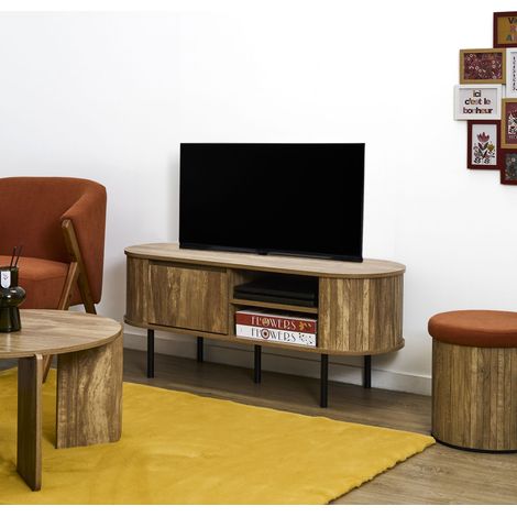Meuble TV - HOME DECO FACTORY - Héritage - Étagère - Placard - Marron et Noir (1/5)