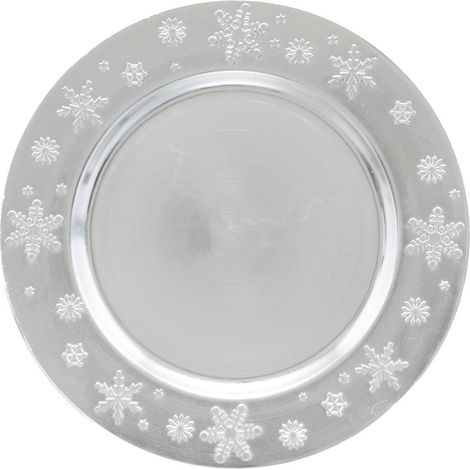 Piatto di presentazione colorama de noël d33cm con fiocco di neve in argento - Feeric lights & christmas