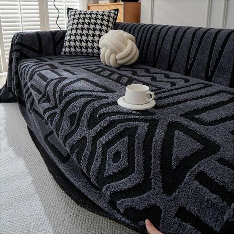 Sofa Überwurfdecke im Bohemian-Stil, Vintage Sofa überzug: Weich und Bequem, Vielseitige Dekorative Sofaüberwurf für Familie Haustiere Kinder(Dark Gray,180 150cm) (1/5)