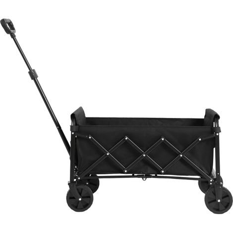Chariots de plage pliables, légers, portables et robustes avec roues - Chariots utilitaires d'extérieur pour courses, camping, shopping, sport, jardinage - Grande capacité - Noir