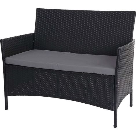 Banc de jardin Halden en polyrotin - anthracite, coussin anthracite (1/5)