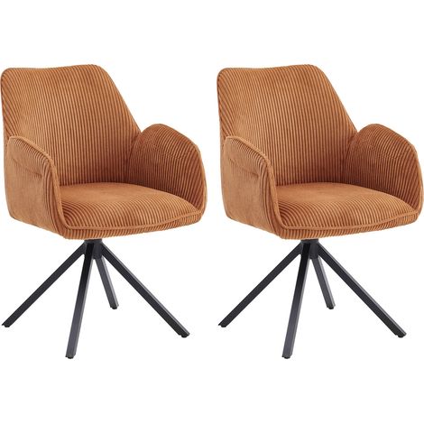 Lot de 2 chaises repas pivotantes en tissu terracotta - VOXU