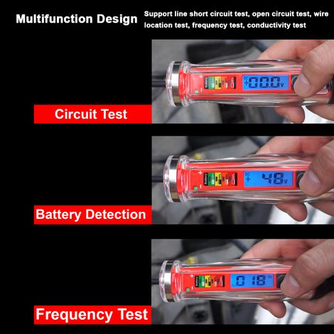 Penna tester elettrica bipolare, tester per cablaggi automobilistici, display LCD digitale, alimentazione automobilistica 1-75V, strumenti di riparazione e collaudo per autoveicoli. (1/5)