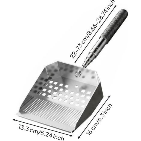 Pelle INOX Perforée Finition Argentée Pelle Sable INOX Robuste, Pelle Tamis en Acier Inoxydable À Manche Télescopique Allongé