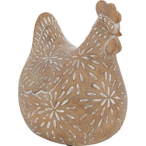 Statuette Poule Déco "Linda" 12cm Beige (1/3)