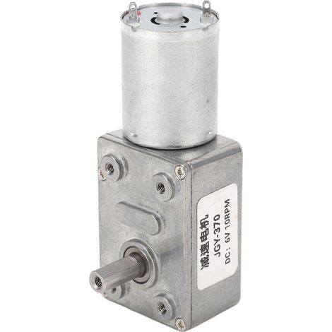 Moteur à engrenages DC JGY-370, arbre unique 12mm, vis sans fin autoblocante réversible, 6V basse vitesse, support de fixation inclus, 10 tr/min. (1/5)