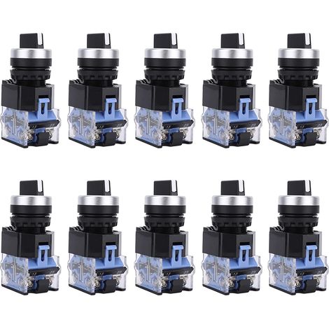10 x BEM38-20X/31 22 mm 3 Position Self-Locking Rotary Selector Switch Maintained Alloy Ribbon Connect for Electric Circuits (1/5)