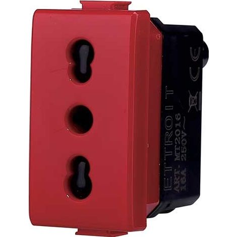 Italienische Steckdose 2P+T 10/16A kompatibel Bticino Matix rot farbe