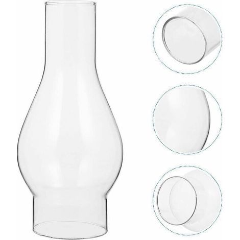 Lampenschirm aus Klarglas für Öllampe, Glas-Kaminschirm für Petroleumlampe, Lampenschirm für Petroleumlampe, austauschbare Zubehörteile (Größe: Klein) (1/5)