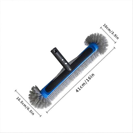 La tête de brosse robuste de 16 pouces pour piscine présente une forme arrondie, ce qui la rend idéale pour nettoyer les carreaux, les parois, le fond et les marches de la piscine. (1/5)