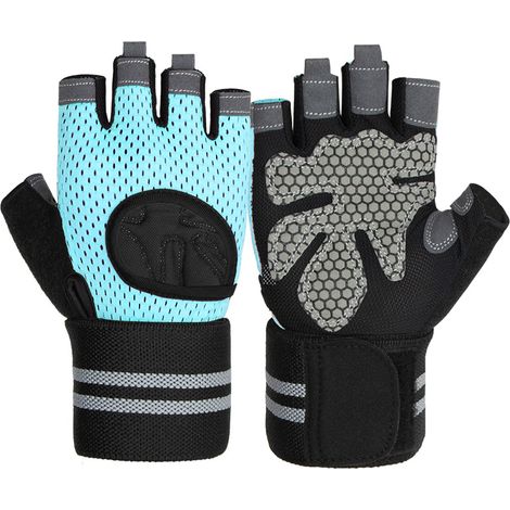 Gants de fitness - Gants de sport - Antidérapants et respirants - Maintien du poignet ajustable - Protection intégrale de la paume - Légers - Taille M - Conviennent aux paumes d'une largeur de 8 cm et