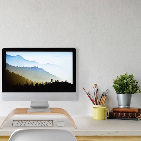 Soporte de monitor de bambu curvo