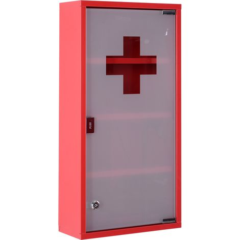 Armario botiquín de acero con cerradura y puerta de vidrio satinado 30 x 12 x 60 cm HOMVRA (1/5)