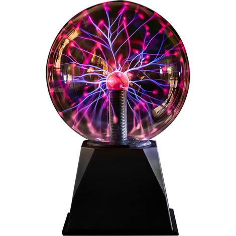 Goeco 6 Inch Magic Plasma Ball with Touch & Sound Control, Plug-in Lightning Sphere Night Light, Novelty Glow Lamp for Bedroom Living Room Party Decorations (1/5)