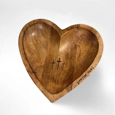 Bol En Bois Forme De Coeur - Bol De Priere - Pour Reflection Spirituelle - 10 5 X 10 5 X 2 Pouces - 1 Piece (1/5)