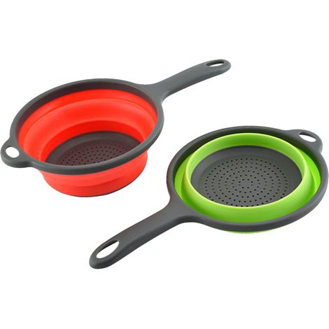 Ensemble de deux paniers égouttoirs pour fruits et légumes, panier à légumes pliable avec poignée (1/3)