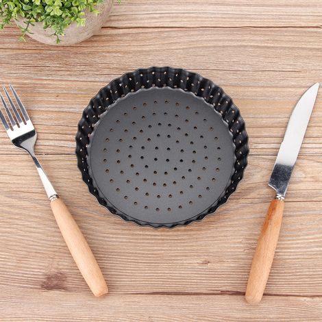 Moule à pizza en acier carbone épais antiadhésif, plaque de cuisson pour four, ustensiles de pâtisserie (Taille S, 12,7 cm) (1/4)