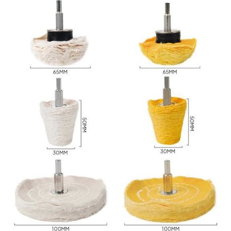 Kit De Polissage Pour Perceuse - Roues Coton - Pour Jantes Et Metal - 6 Pieces (1/5)
