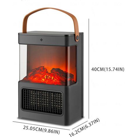 Stufa elettrica con effetto fiamma, riscaldamento rapido in tre secondi, tre impostazioni di calore, riscaldamento interno, con telecomando, touchscreen, finto camino decorativo con effetto fiamma (1/4)