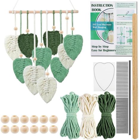 Makramee Wandbehang DIY-Set für Anfänger mit Anleitung und Schnur in 3 Farben