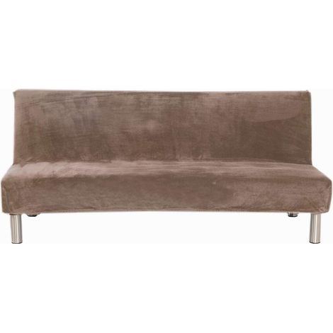 Housse de canapé sans accoudoirs en velours - 3 places - Pour l'hiver - Housse de canapé et de lit - Couleur unie - Antidérapante - Extensible - Convient pour canapé-lit pliant, sans accoudoirs (1/5)