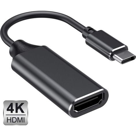 Adaptateur USB C vers HDMI, adaptateur Type C vers HDMI 4K (compatible Thunderbolt 3) pour MacBook Pro 2018/2017, iPad Pro 2018, Samsung Note 9 / S9 / S10, Huawei Mate 20 / P20 et plus (Noir) - (1/5)