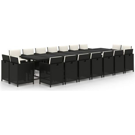 Maison Exclusive - 19-tlg. Garten-Essgruppe mit Kissen Poly Ratta