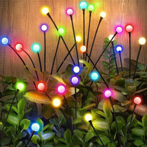 Solar Lights Outdoor, 4 in 1 Solar Garden Fireflies, LED Solar Garden Lamp with Remote Control, 8 Light Modes, Auto Timer (1/5)