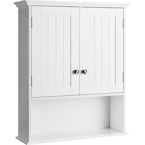 Gain de Place Armoire Murale Salle de Bain Meuble Suspendu avec 2 Portes et Étagère Réglable pour Toilette Cuisine Blanc (1/5)