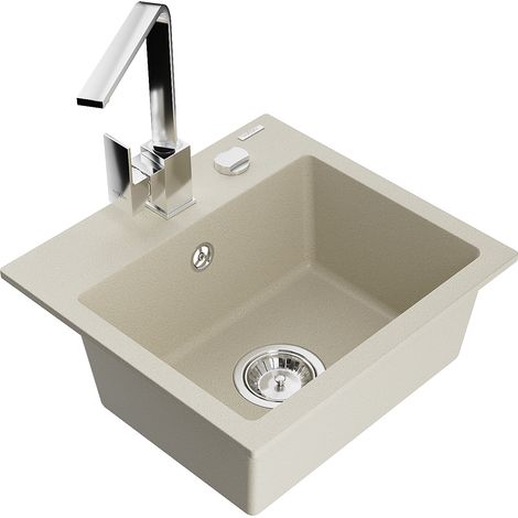 Mexen Milo 1-Becken-Granit-Spüle mit Mischbatterie Rita, Beige - 6505-69-670300-00 (1/5)