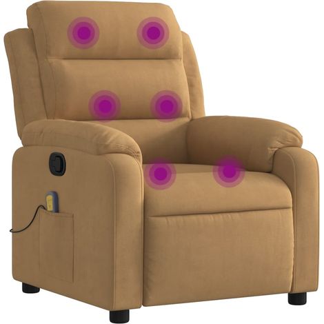 Massagesessel Braun Samt vidaXL