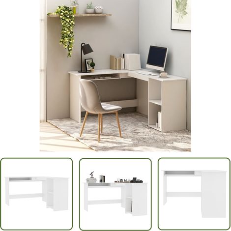 Furniture Limited - Bureau d'angle en forme de L Blanc 120x140x75 (1/5)