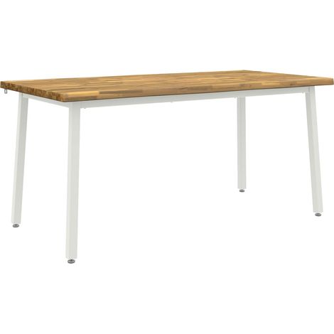 Table à manger en bord vivant 160 x 80 x 75 cm Blanc vidaXL
