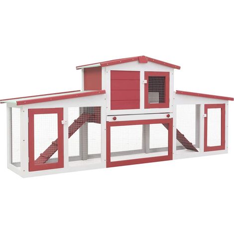 Maison Exclusive - Conigliera per Esterni Grande Rossa e Bianca 201x45x85cm Legno