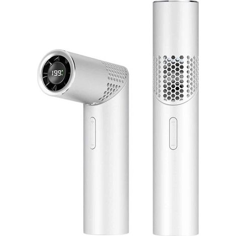 Ventilateur turbo portable, 199 vitesses, batterie 3000 mAh, ventilateur de poche haute vitesse pour le camping et le bureau (blanc) (1/5)