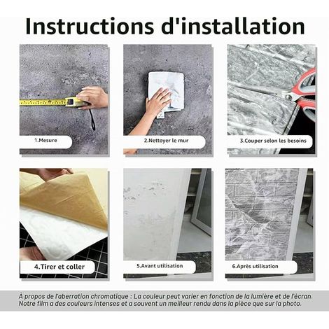 3D Brick Wallpaper Adhesive Wall Stickers PVC Tile for Bathroom, Balcony, Kitchen, 35 x 38.5 cm (1/3)