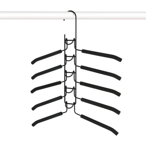 Cintres peu encombrants, lot de 2, cintres métalliques multifonctions 5 en 1, cintres antidérapants avec éponge EVA multicouche, cintres multi-usages pour jeans, jupes, t-shirts et pantalons. (1/5)