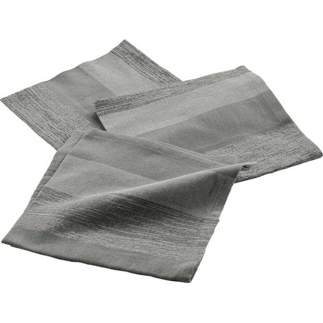 3 Serviettes de table coton Eldora gris argent (1/3)