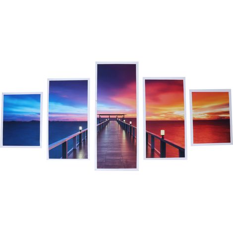 de 5 tableaux sur toile sans cadre motif coucher de soleil (1/5)