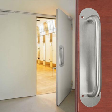 Plaque de tirage et poussée en acier inoxydable, poignée de porte ovale 280x65mm avec vis de fixation (1/5)