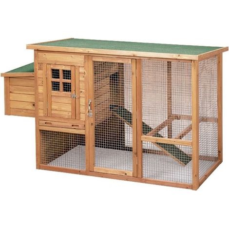 Pollaio in Legno Lyon 98x76x103 cm  Casetta Rettangolare con Recinto Interno per Galline  Resistente e Spaziosa
