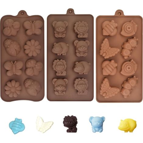 3PCS Moule Silicone Chocolat Patisserie Bonbons Antiadhésifs Moule (1/5)