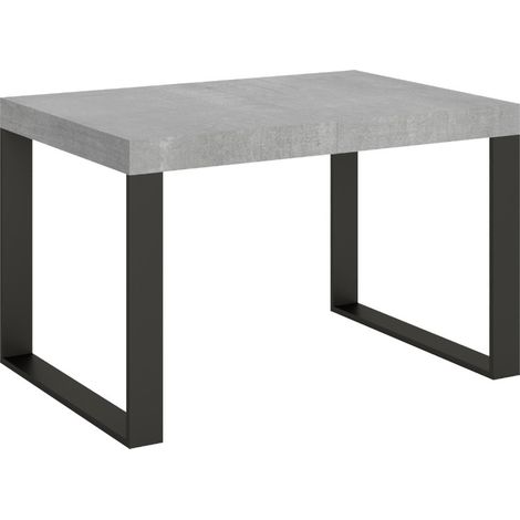 Table à manger extensible Tiroz 2 rallonges épaisses 130 à 234 cm 4 pieds-Gris ciment-4 pieds-2 rallonges épaisses-130 à 234 cm (1/5)