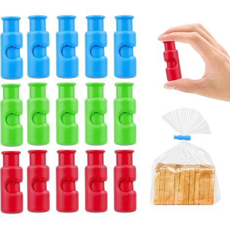 Questo set di 15 clip per sigillare sacchetti alimentari include clip riutilizzabili per sigillare sacchetti contenenti pane, caffè, frutta secca, snack e altri alimenti. (1/4)