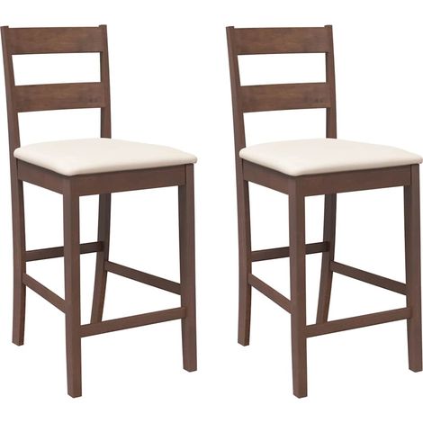 Maison Exclusive - Barhocker mit Kissen 2 Stk. Braun Massivholz G