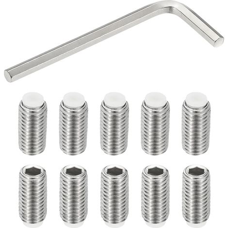 M10x20mm Vis Sans Tête Nylon, 10Pcs en Acier Inoxydable 304 Boulon Tête Hexagonale Métrique Six Pans Creux, Antidérapant, Entraînement Hexagonal Interne avec Clé Six Pans (1/5)