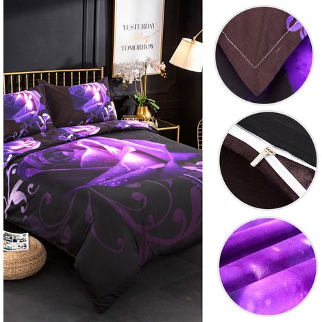 Housse de couette 100 % polyester à imprimé réactif rose violette (1/5)